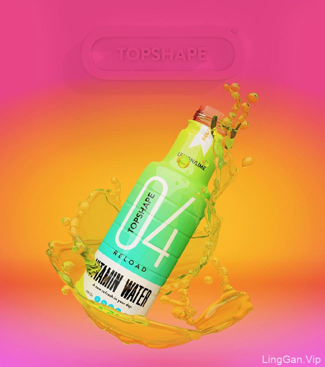 国外彩色Topshape维生素矿泉水瓶包装设计鉴赏