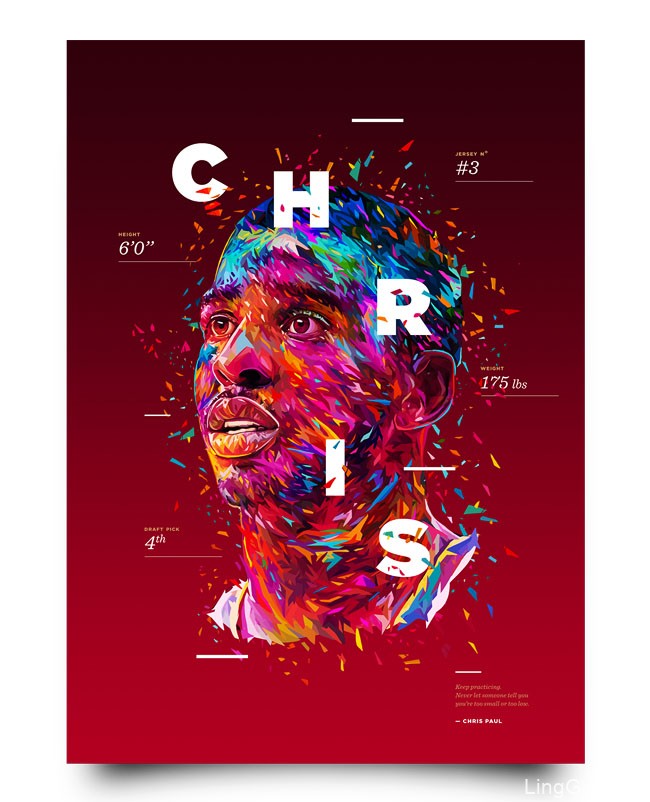 炫彩的NBA球星彩色肖像海报设计