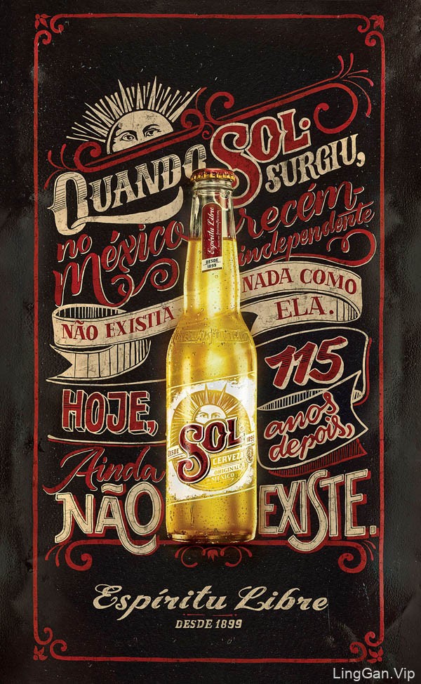 国外SOL啤酒手绘海报设计