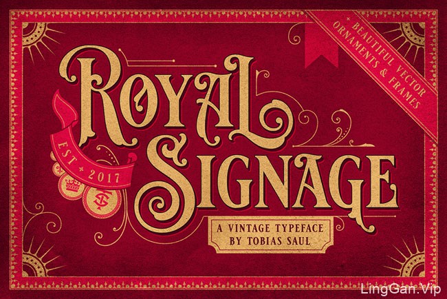 国外金色漂亮的Royal Signage复古字体设计作品