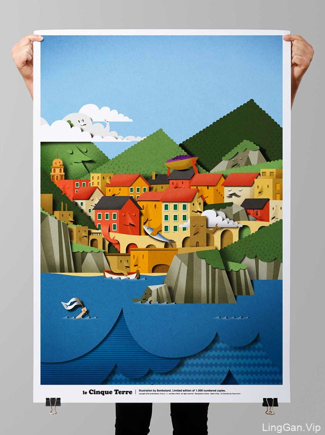 国外Cinque Terre手工层次感的限量版海报设计
