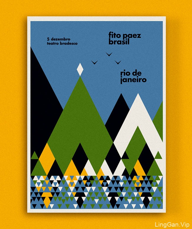 Fito Paez巴西巡回演唱会抽象几何图案海报设计