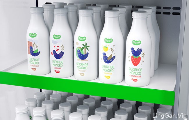 精美的Oatbirds燕麦奶瓶子包装和外包装设计合集