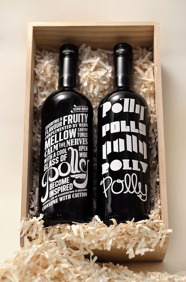 国外The Polly Bottles葡萄酒包装字体排版