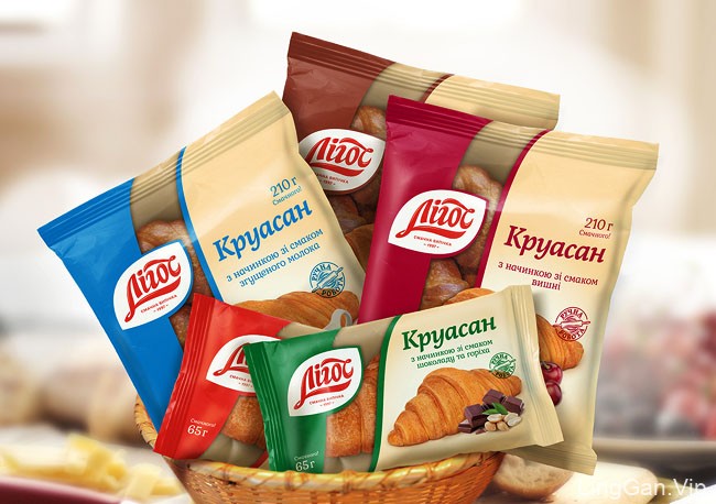 国外Ligos牛角面包多种颜色风格全新包装设计