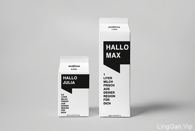 国外Milfina牛奶黑白极简包装设计欣赏