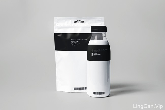 国外Milfina牛奶黑白极简包装设计欣赏