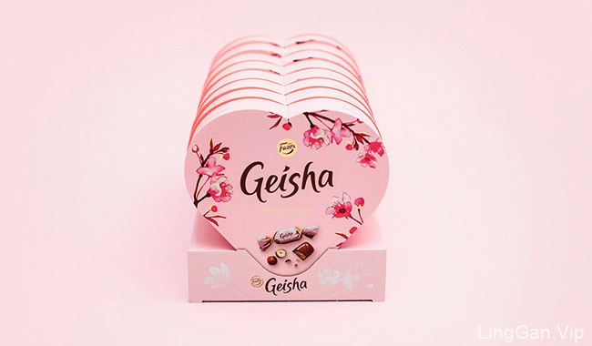 国外女性化的Geisha巧克力粉色外包装设计