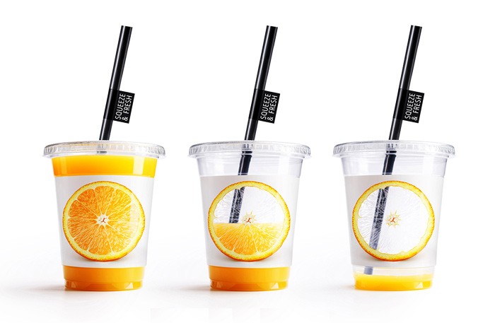 国外Squeeze & Fresh果汁创意杯子包装设计