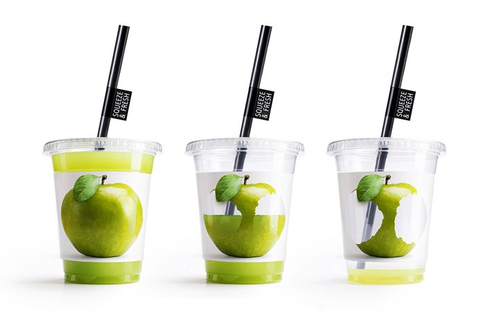 国外Squeeze & Fresh果汁创意杯子包装设计