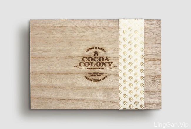 金色品质的国外Cocoa Colony巧克力外包装设计鉴赏