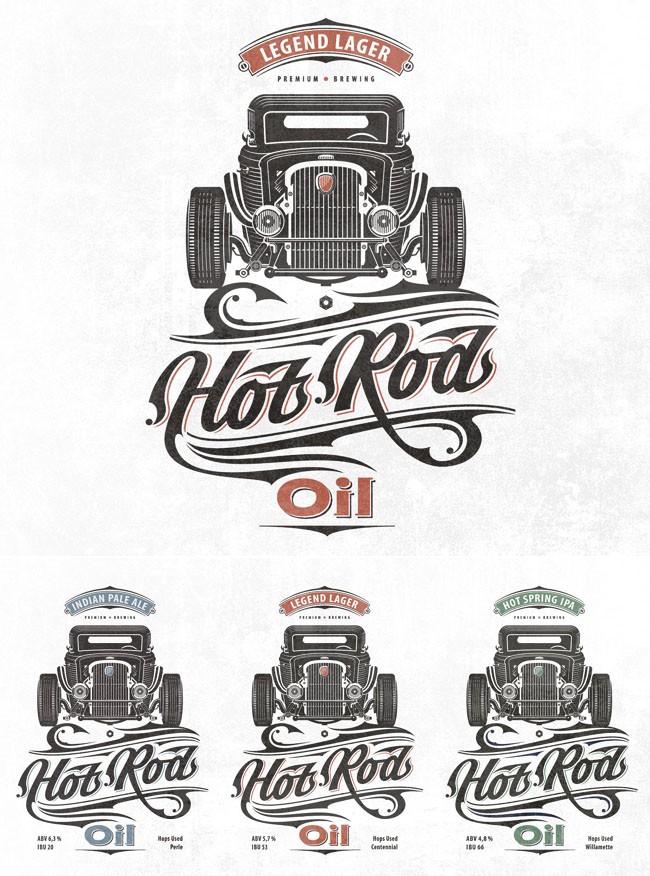 国外Hot Rod Oil啤酒包装设计