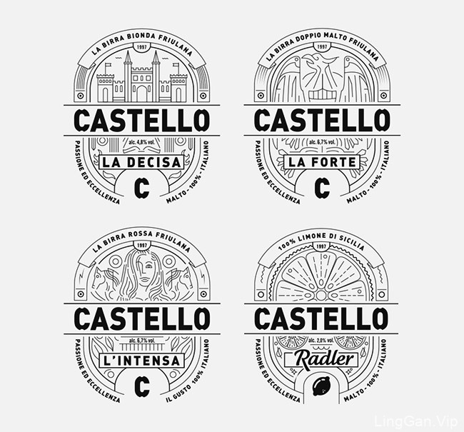 国外Castello啤酒瓶贴标签设计