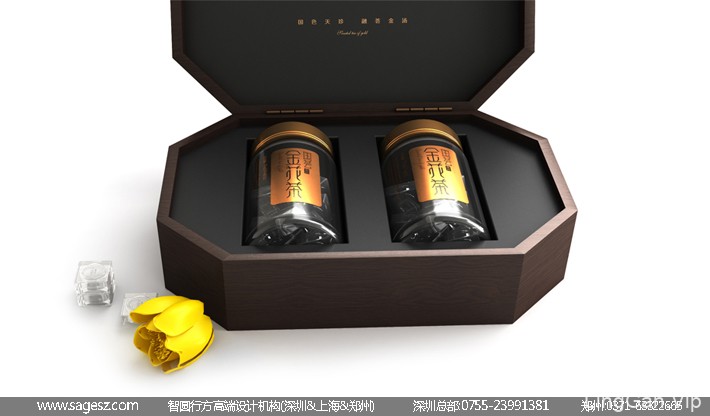 金花茶木盒包装设计 茶叶礼盒包装设计 保健品木盒包装设计