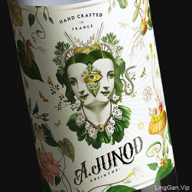 国外A.Junod苦艾酒瓶贴设计作品