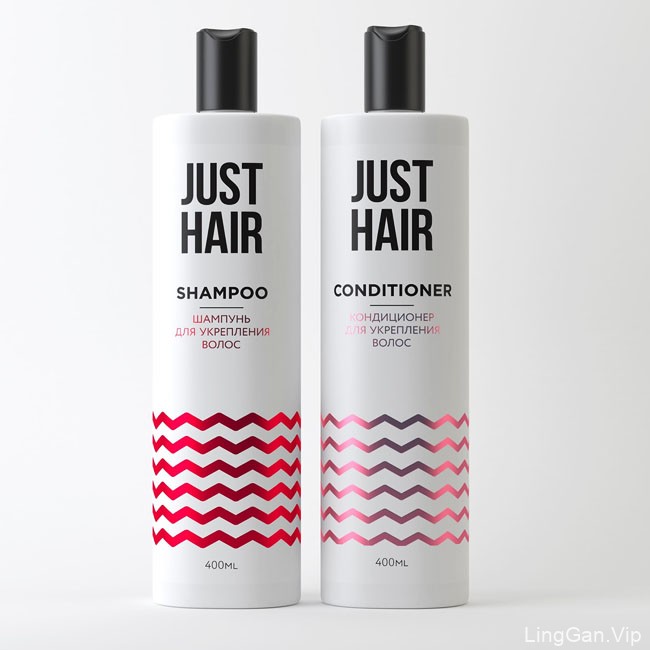 简约时尚的Just Hair洗发水包装设计作品