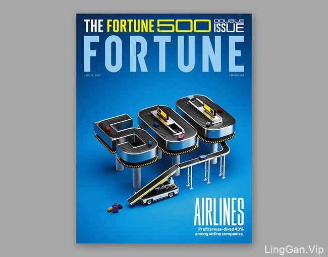 《财富》杂志封面3D立体字设计：世界500强