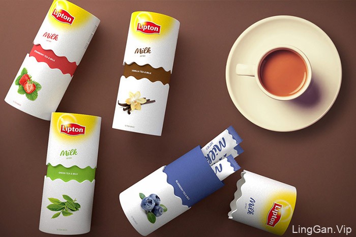 俄罗斯LIPTON奶茶包装设计