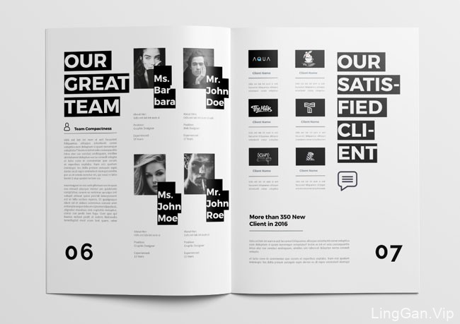 国外干净的Brochure黑白企业画册模板设计