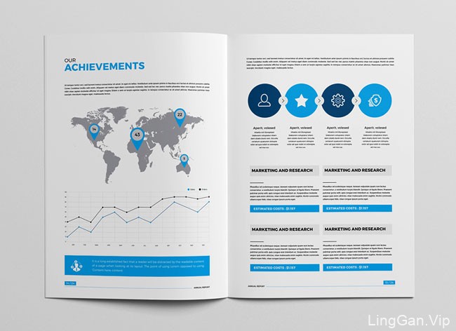 蓝色企业年度报告画册模版设计作品