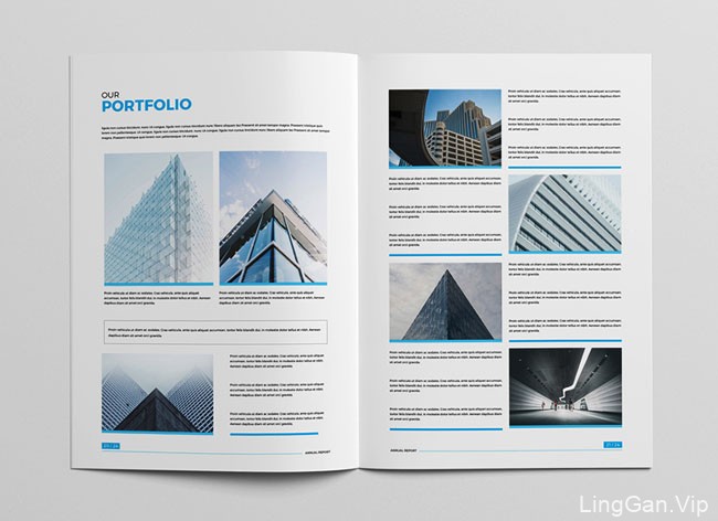蓝色企业年度报告画册模版设计作品