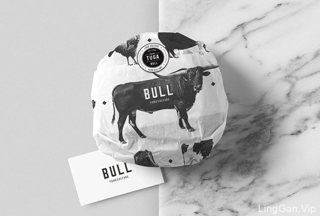 国外深黑色的Bull快餐店企业VI形象设计展示