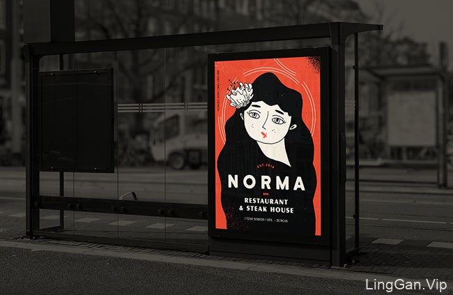 复古风格的Norma餐厅品牌形象设计