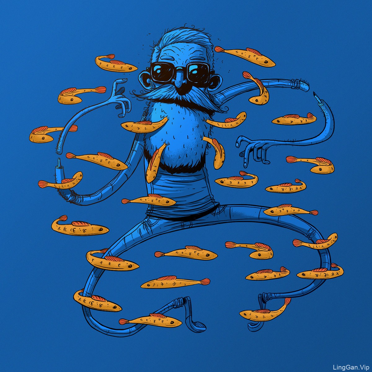 Fishes 冷色调的插图，希望你们喜欢